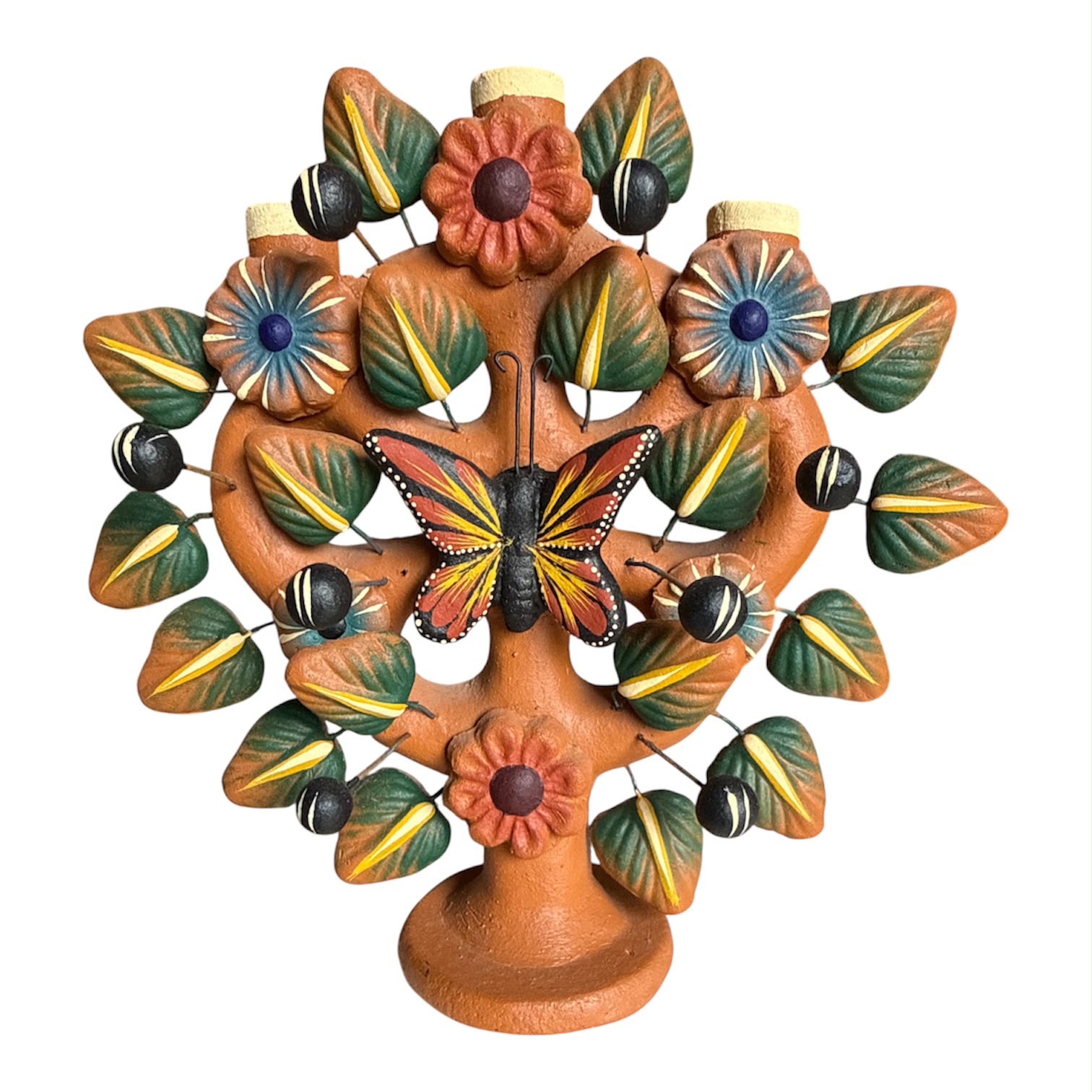 Árbol de la Vida con Mariposa, Verde y Amarillo –  –  – Casa Tesoro de México