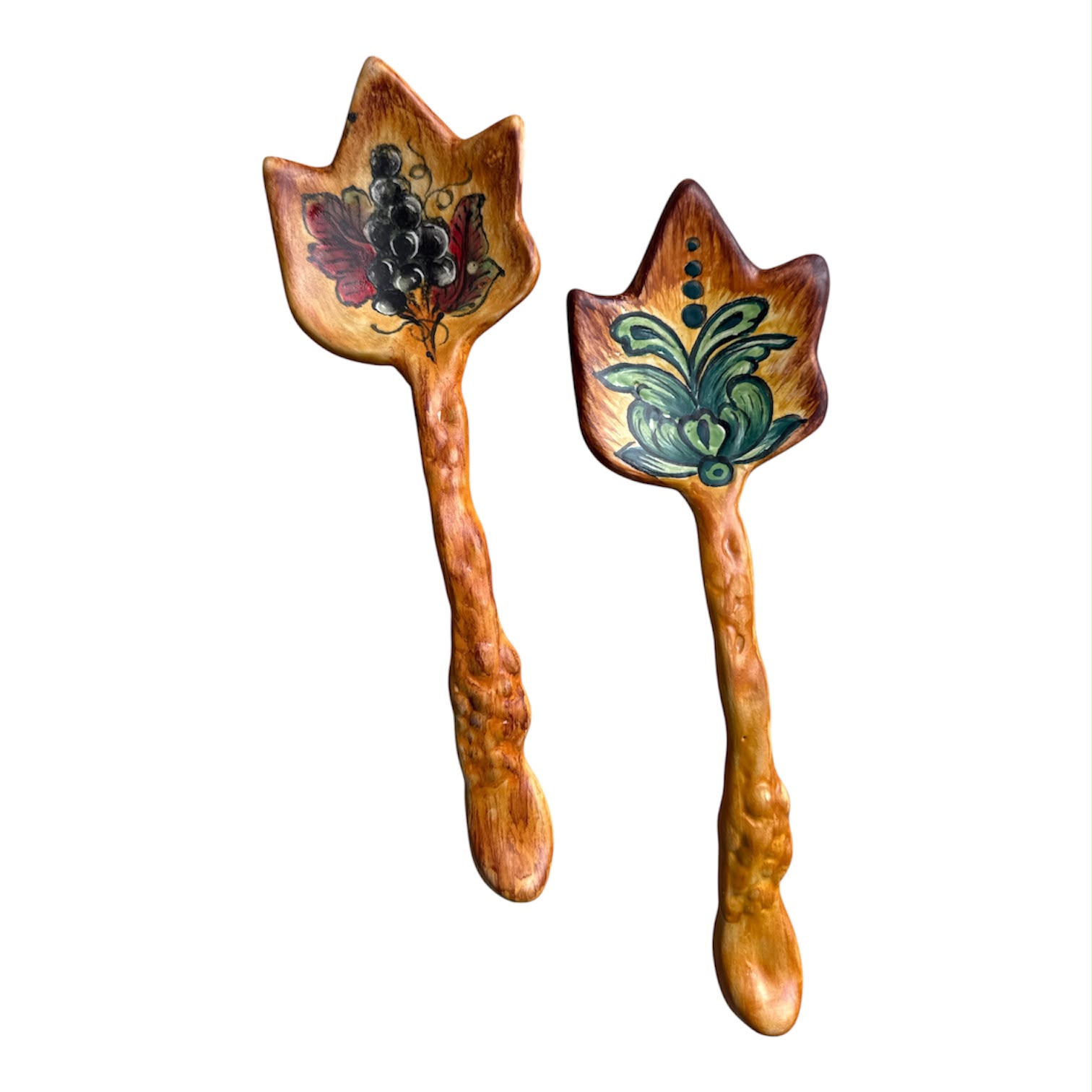 Juego de Cucharas de Cerámica con Tulipán y Fruta –  –  – Casa Tesoro de México