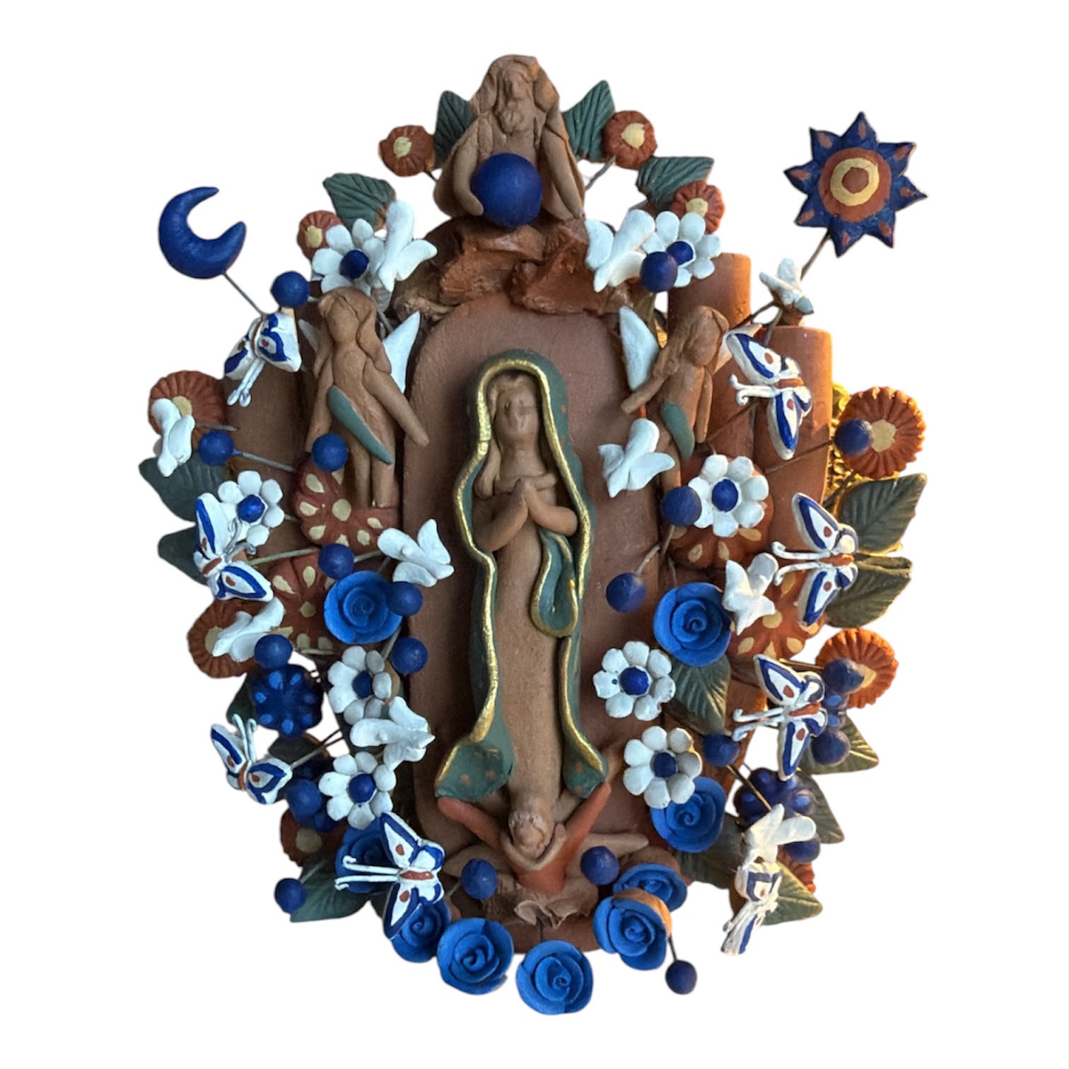 Mini Árbol de la Vida con Virgen entre Flores –  –  – Casa Tesoro de México